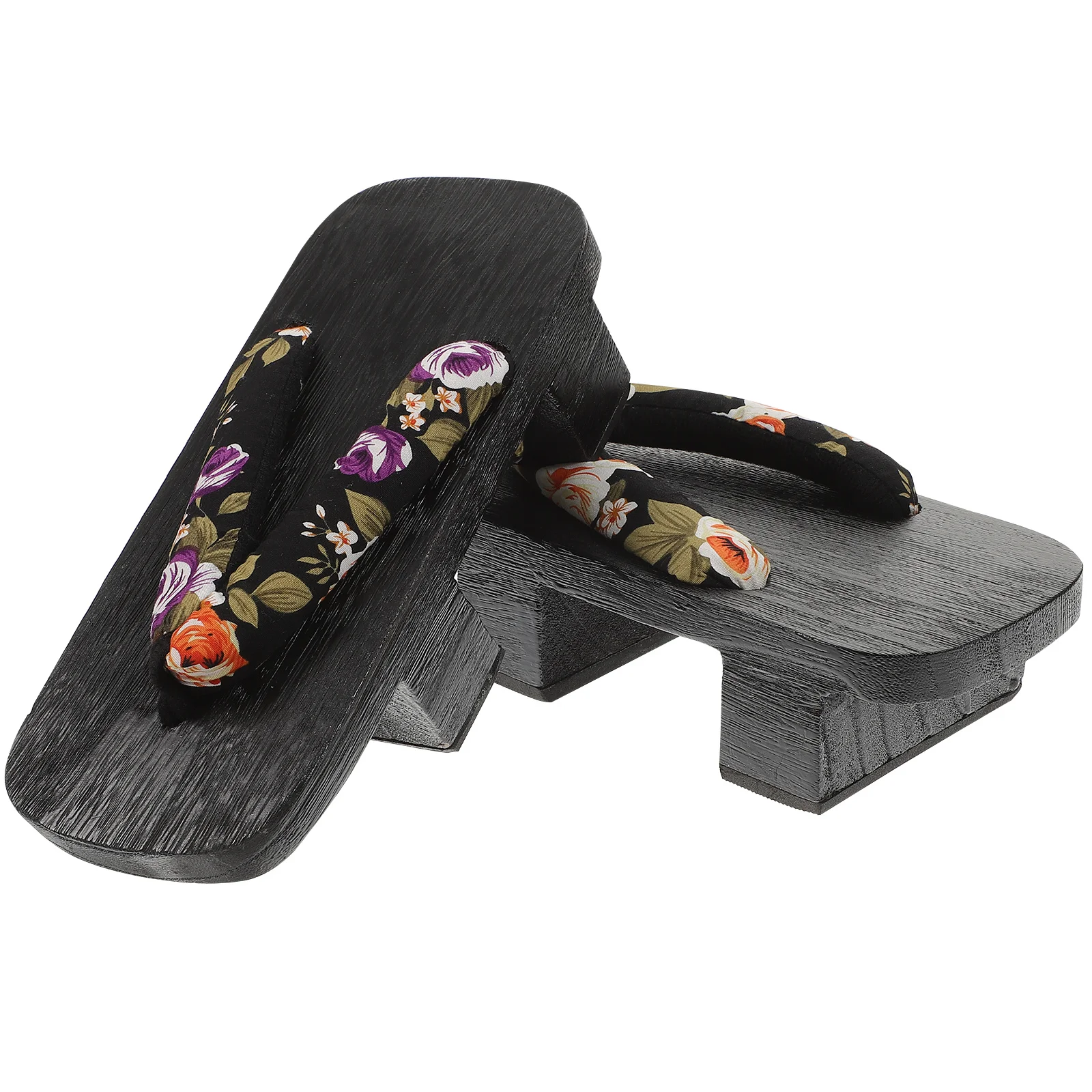 1 Pair Wood Clogs Slippers Summer Platform Sandals Two-Toe Casual Slippers For Men Women Flower Black 38 23Cm 6Us