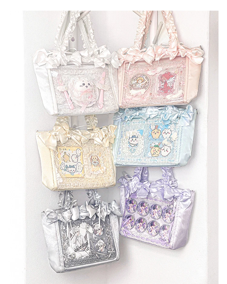 Lolita Original Sweet Rose Flower Sequence Messenger Bag Sweet Flower Ribbon Pain Bag Two-dimensional Large-capacity Backpack