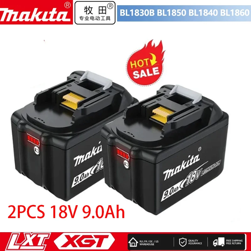 

Makita-batería recargable de iones de litio LED reemplazable, herramienta eléctrica Original, 18V, 100% Ah, LXT, BL1860B, BL1830