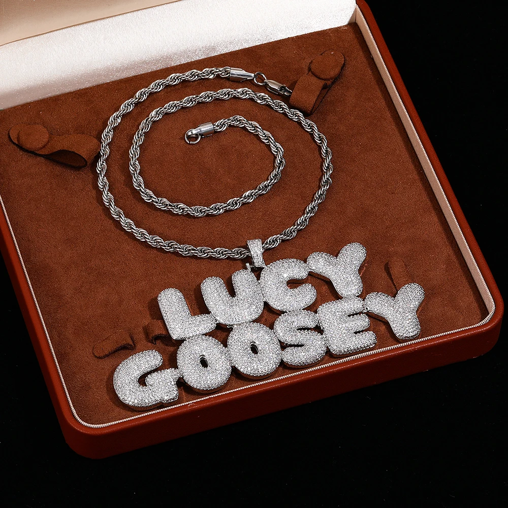 

Name Pendant BalloonLetter Custom Cubic Zirconia Paved Iced Out 5A+CZ Necklace Hiphop Jewelry Fashion Gift For Men Luxury Item