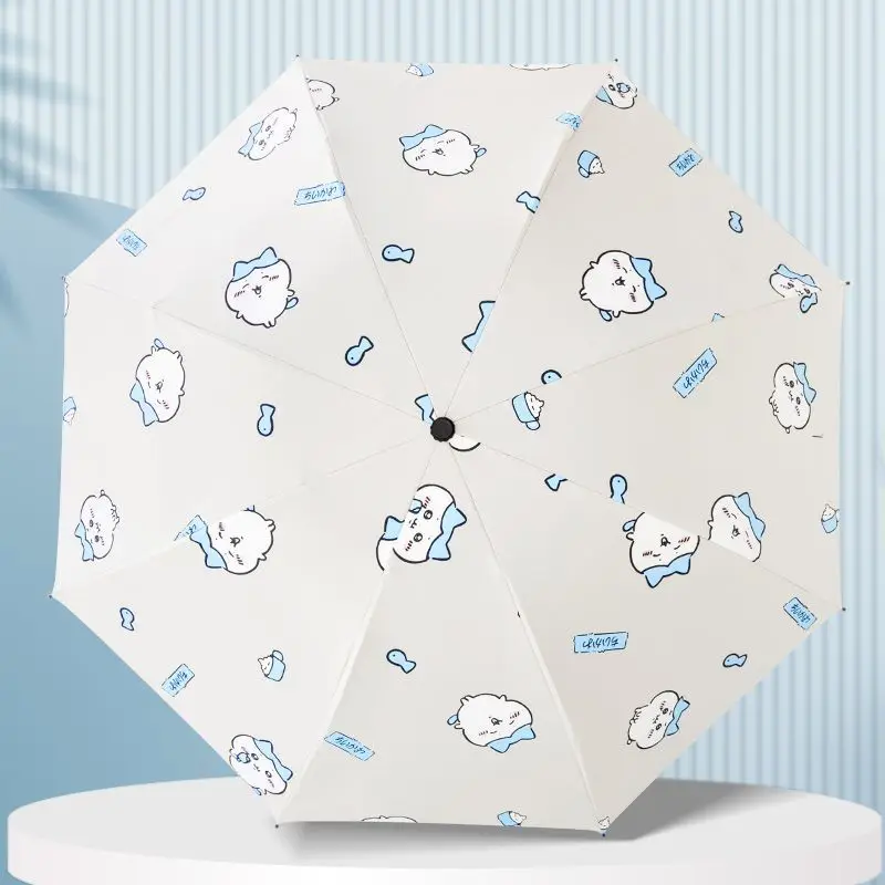 Cute Chiikawa Usagi Automatic Folding Umbrella Large Double Person Windproof Dual Use Rain Sun Black Coating UV Protection 2026 view 4