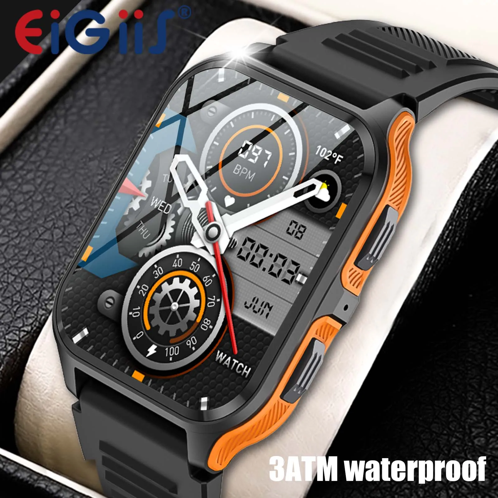 EIGIIS NewSmart Watch 3ATM Waterproof 100+ Sports Modes Heart Rate Blood Pressure Oxygen Saturation Monitoring HD Audio CallsP73