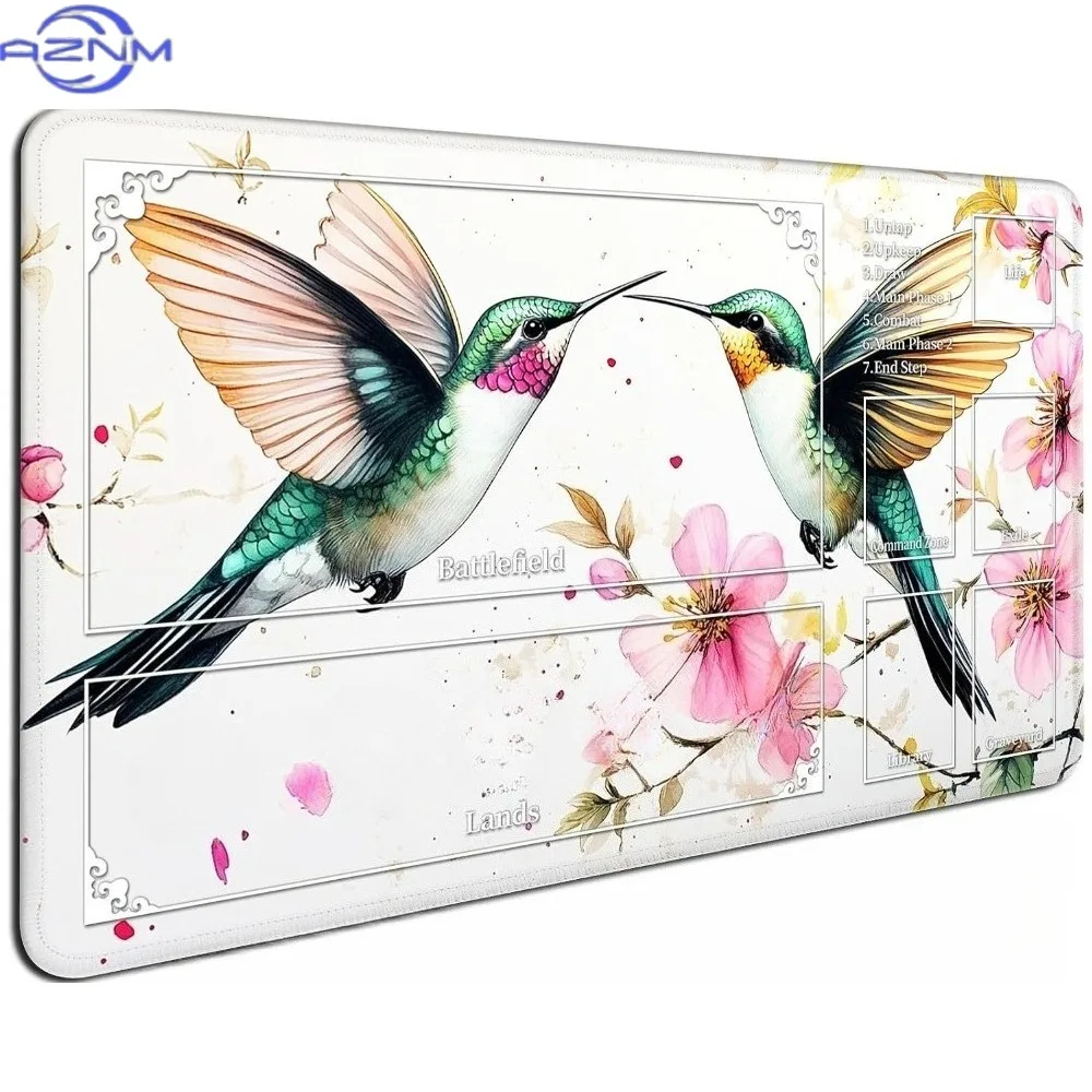 Vintage Hummingbird Pattern PlayMat Durable Office Deskpad Parties Gathering Card GameMat  Non-slip Keyboard PC Gaming Mouse Pad