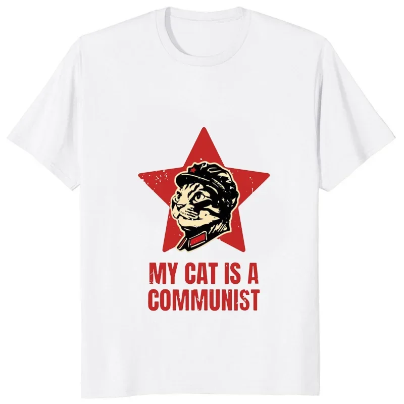 My Cat is Communist funny print Stalin pattern street retro fashion Harajuku trend summer men women universal crew-neck T-shirt