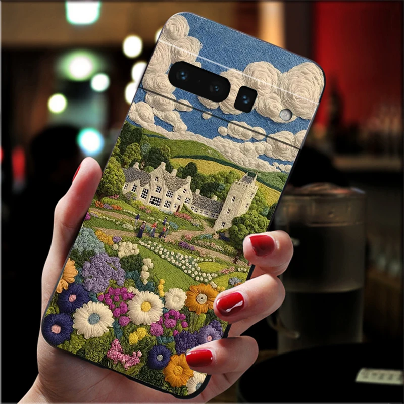 Phone Case For Google Pixel 10 Pro XL 9 Pro XL 9A 8 7 6 Pro Pixel 8A 7A 6A Pixel 8 7 6 5 Cozy Crochet Winter Village Art #6