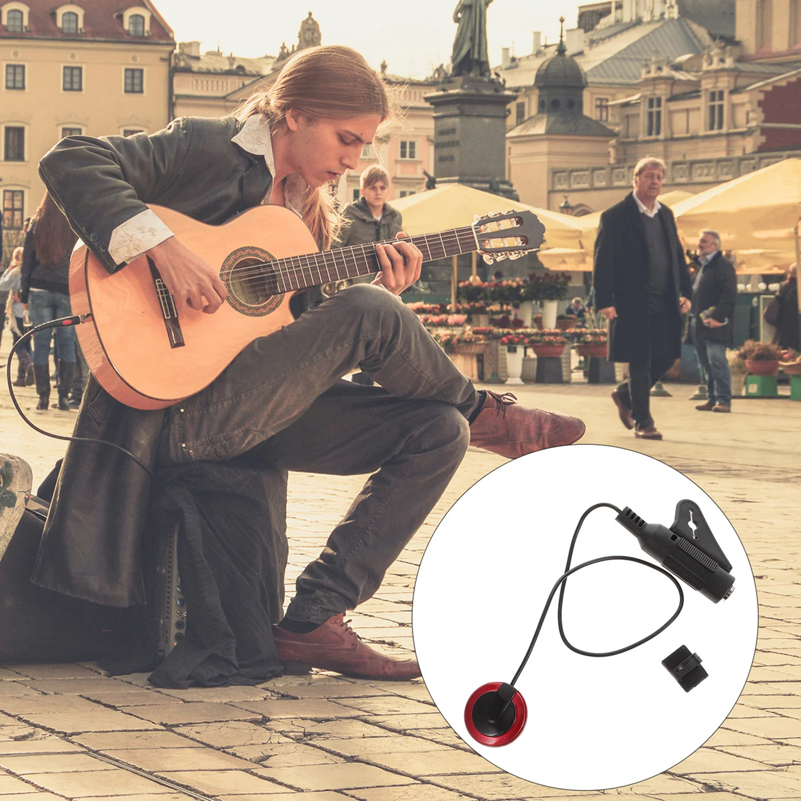 

1pc Pickup For Guitar Ukulele Violin Banjo Erhu Kalimba Sound Transducer Portable Compact Durable Non-Punching Plate Paster