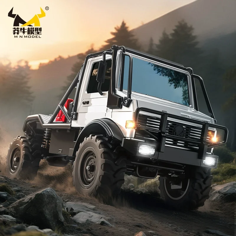 Mangniu 1/18 mn333 unimog rc carro de escalada de controle remoto tração nas quatro rodas proporção completa modelo de simulação de liga de caminhão off-road