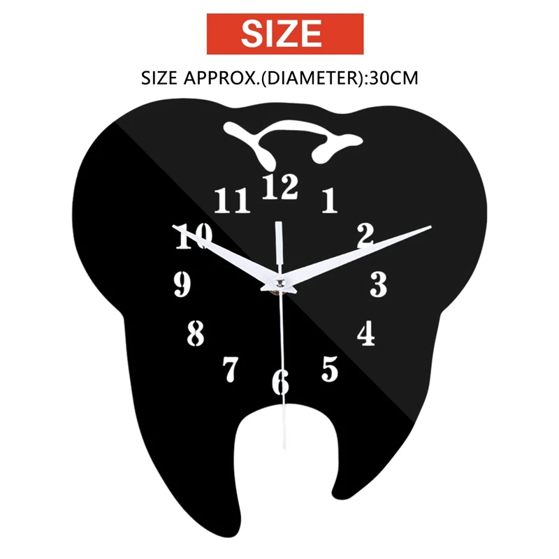Timelike นาฬิกาแขวนผนังรูปฟันสุดสร้างสรรค์, นาฬิกาแขวน3D อะคริลิกสติกเกอร์ติดผนังกระจกสุดสร้างสรรค์การตกแต่งบ้าน