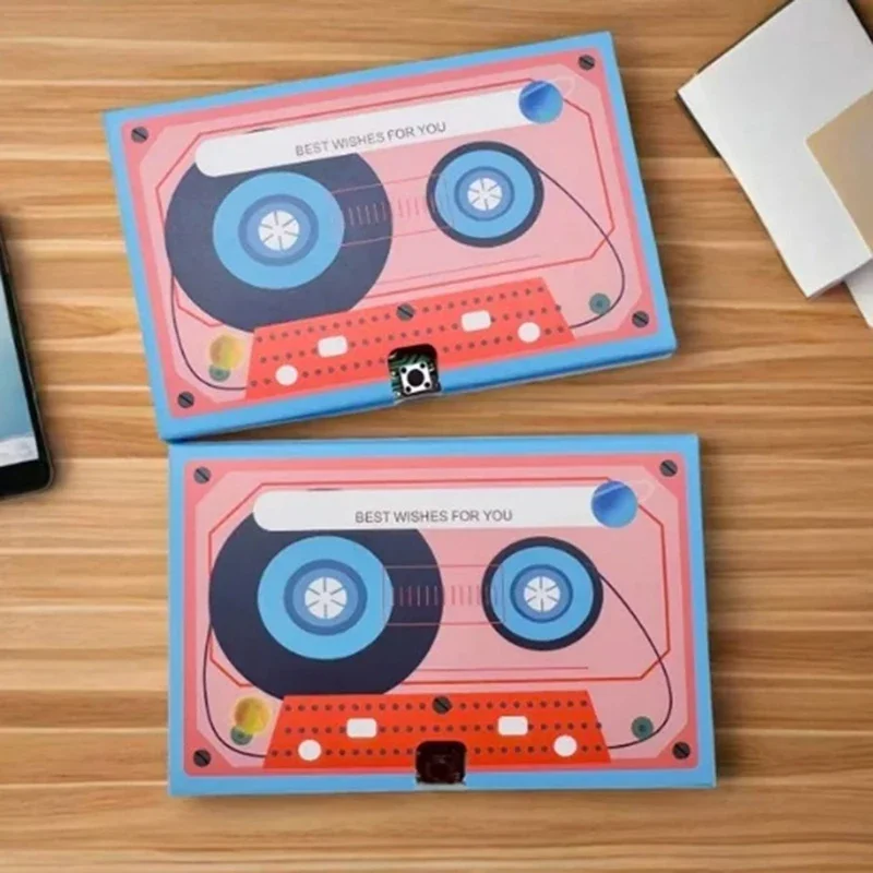 1 Piece Anniversary Gift Message Recorder Cassette Recording Voice Tape Greeting Card Handmade Surprise For Birthdays
