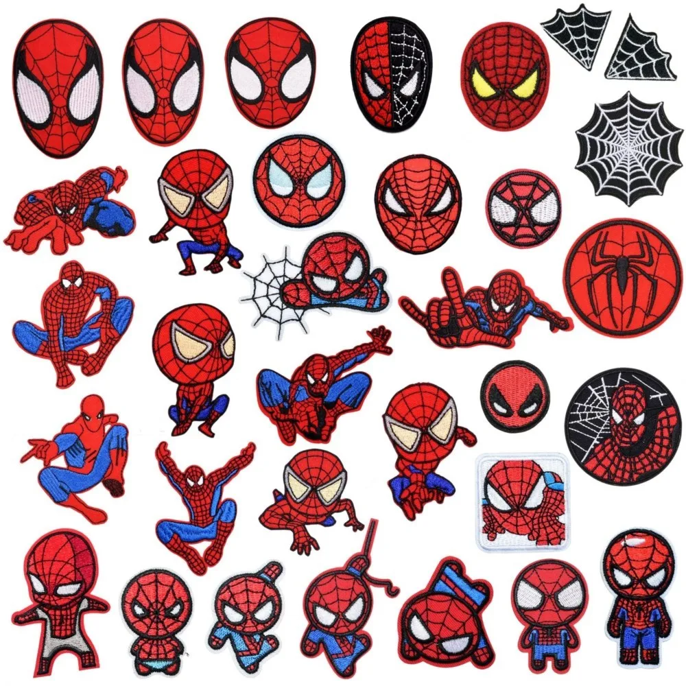 

14/20/33Pcs Disney Cartoon Superhero Spiderman Iron on Adhesive Embroidery Patches Sew Clothes Applique For Coat Jeans Sticker