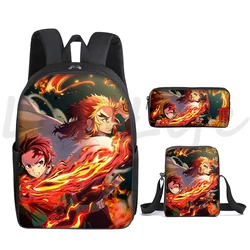 Plecak Demon Slayer 3 zestawy Mochila dzieci nastolatki tornistry Nezuko Tanjirou Bookbag nastolatki torby podróżne chłopcy plecak Anime