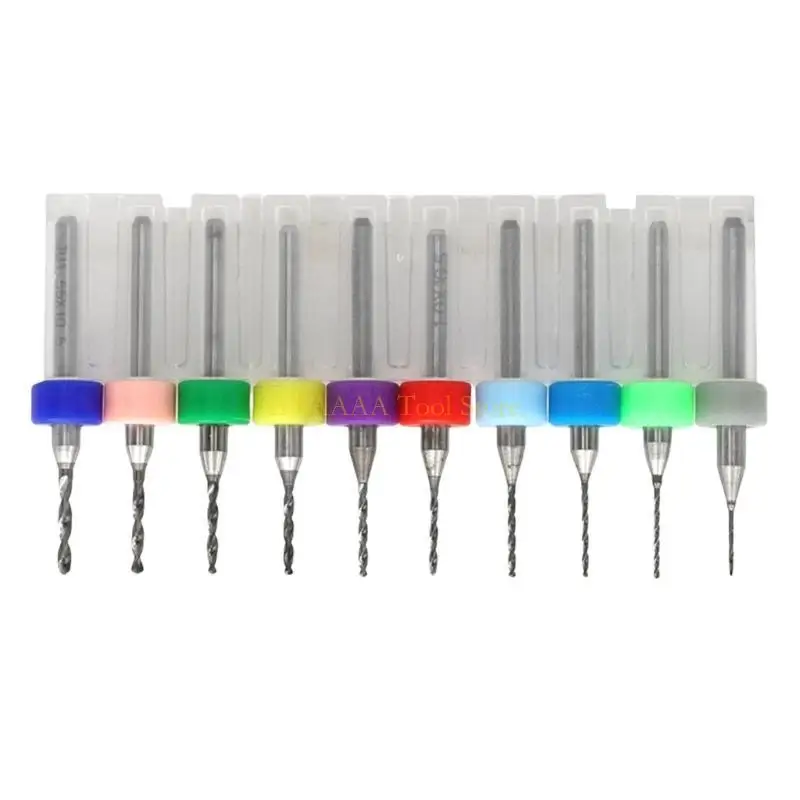 A2BE 10Pcs Miniature Drill Bit Set Tool For PCB, Router Bits, Circuit Board Stone Jewelry Detailed Engraving Tool (0.1mm-2mm)