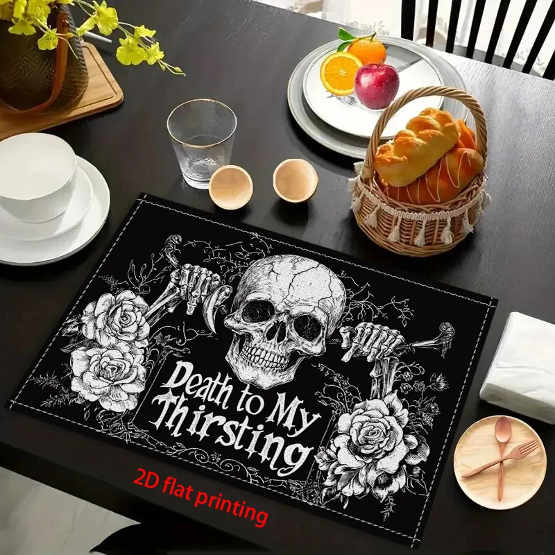 4pcs Gothic Skull & Rose Placemats 