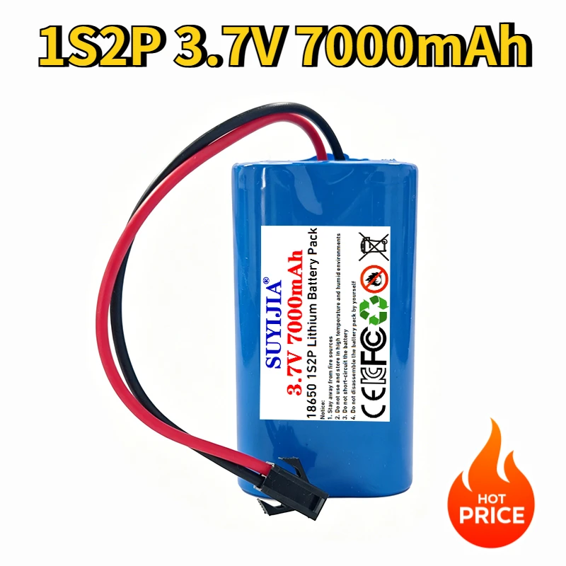 18650 1S2P 3.7V 7000mAh rechargeable lithium battery amplifier speaker protection plate + XH2.54-2P/SM/XH2.54-3P plug