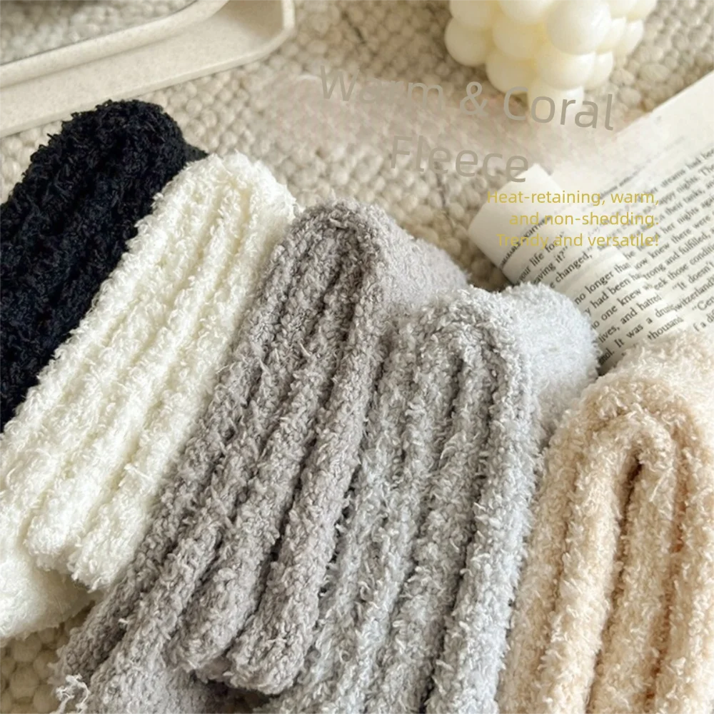 

Autumn Winter Warm Floor Socks Bowknot Embroidered Sleep Socks Fleece Thickened Cartoon Carpet Home Socks Women