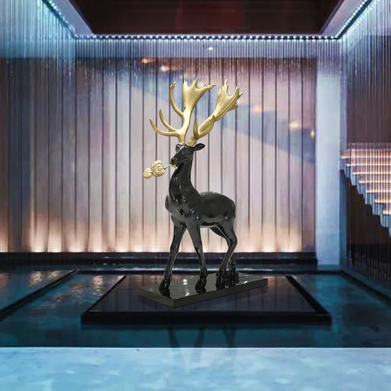 

scn8617 Продажа Офис Фортуна Lucky Deer Пол Скульптура Искусство Интерьер Мягкое Украшение Отель Украшения