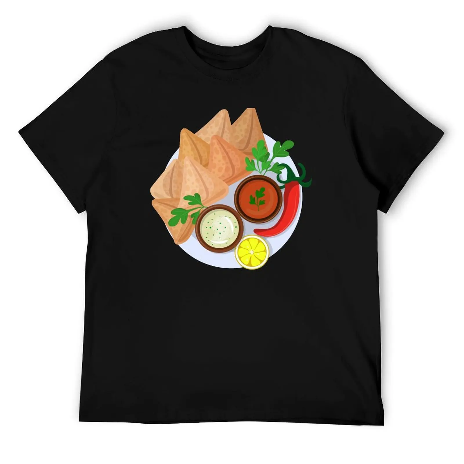 

Fried Indian Samosa with Dipping Sauces T-Shirt cotton t shirt pack man t shirt luxury T-Shirt