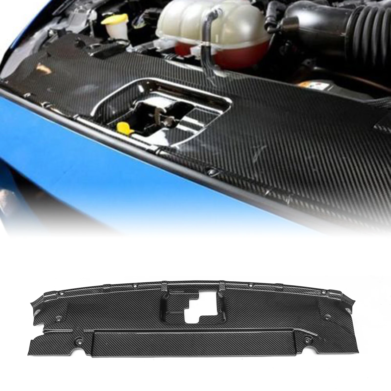 For Ford Mustang 2015-2017 Real Carbon Fiber Car Water Tank Armor Cistern Panel Protect Cover Board Radiator Cooling Guard Plate