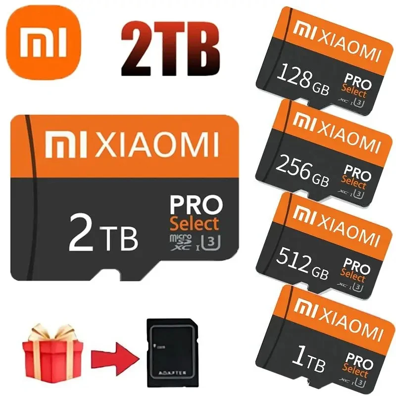 Xiaomi เลือก Micro SD-Memory-Card 2TB 1TB microSDXC 130เมกะไบต์/วินาที Full HD & 4K UHD, 512GB 256GB 128GB ขยายพื้นที่เก็บข้อมูลสำหรับ Android