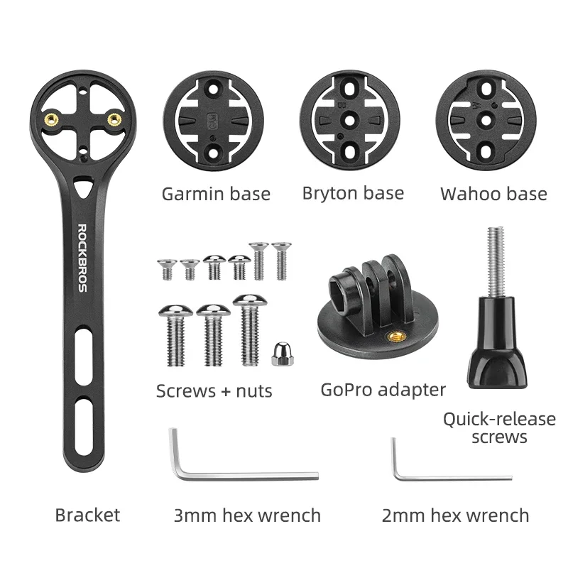 ROCKBROS Bike Speedometer Holder Integrated Handlebar Mount for Gopro Mount Bicycle Computer Stopwatch Light Mount Accessory