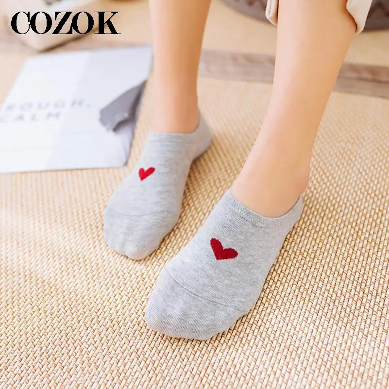 3pairs Quality Cotton Boat Socks Women Breathable Soft All-Match Female Sock Summer Autumn Women Love Heart Lady Invisible Socks image 4