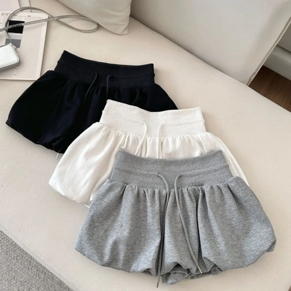 Teen Girls Summer Drawstring Bubble Skort High Waist Puffy Balloon Skirt Short Anti Exposure Kids Casual Loose Short Pants 3-14Y