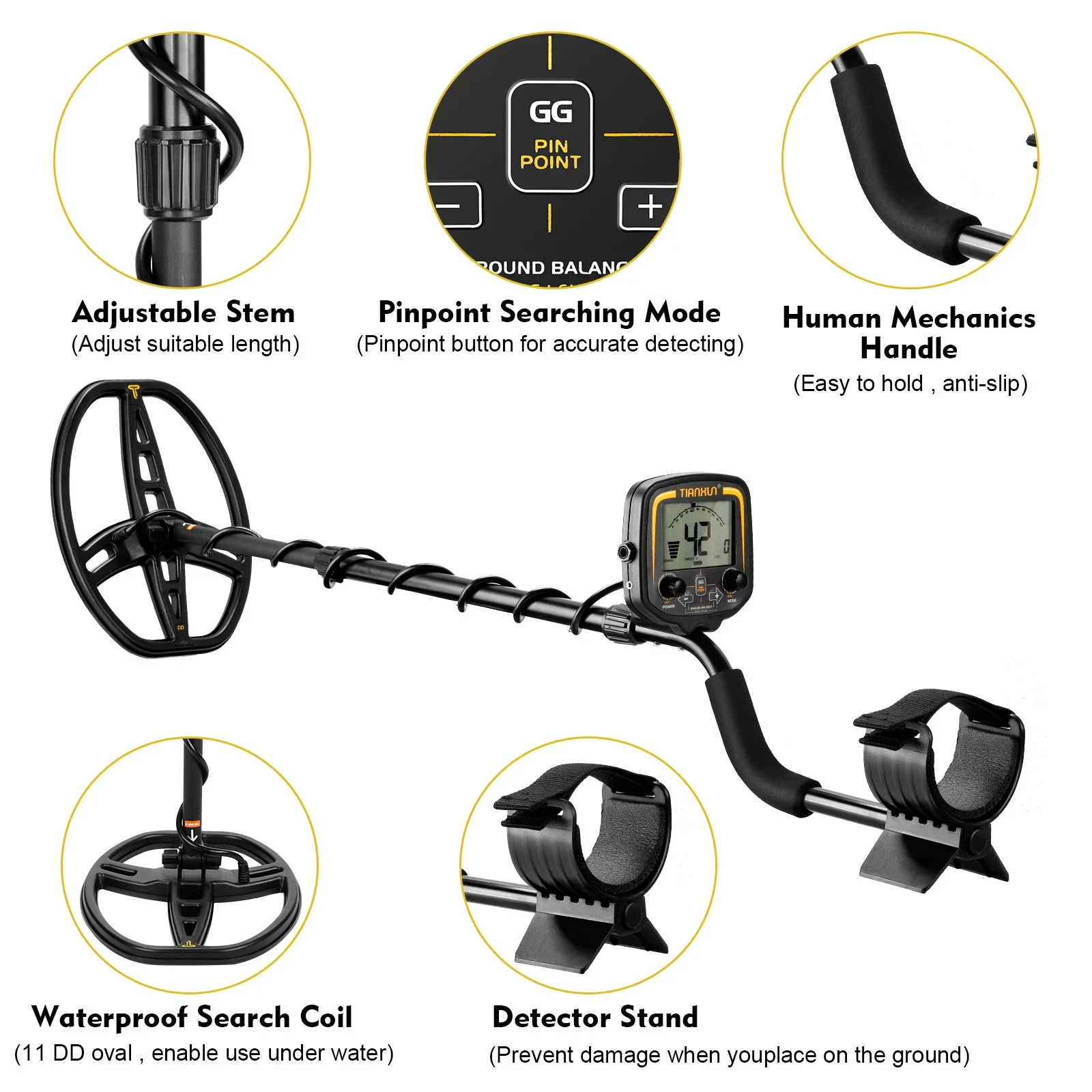 TX-850 Metal Detector sotterraneo professionale profondità 2.5m ricerca Finder rilevatore d'oro Scanner cacciatore di tesori Pinpointer 11 pollici