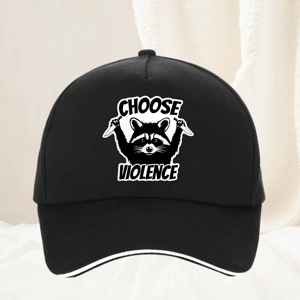 

I Choose Violence hat Funny raccoon Humor Slogan Baseball Cap Summer Trucker Hat for Women Men Casual Sunhat