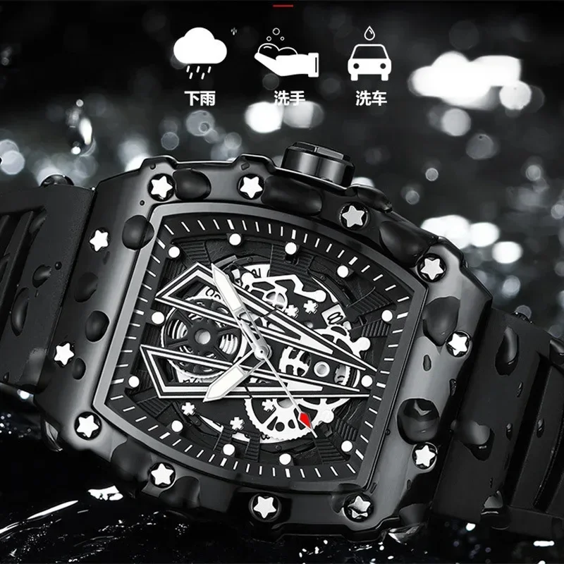 2025Tiktok da uomo completamente automatico luminoso cavo trasmissione in diretta popolare orologio sportivo impermeabile Richard da uomo