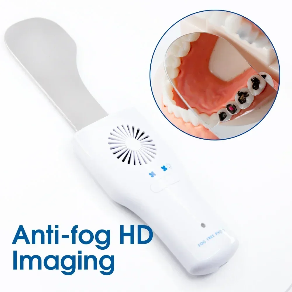 Orthodontic dental supplies including anti-fog mirror. Buccal occlusal lingual. Automatic defog for oral photography reflector.