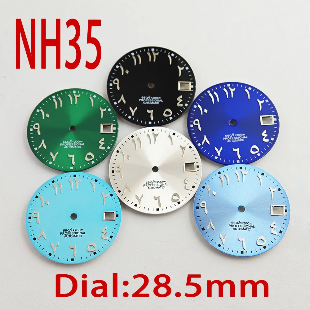 Watch dial Arabic digital 28.5mm dial can be customized with its own logo for the NH35 automatic mechanical movement watch acces