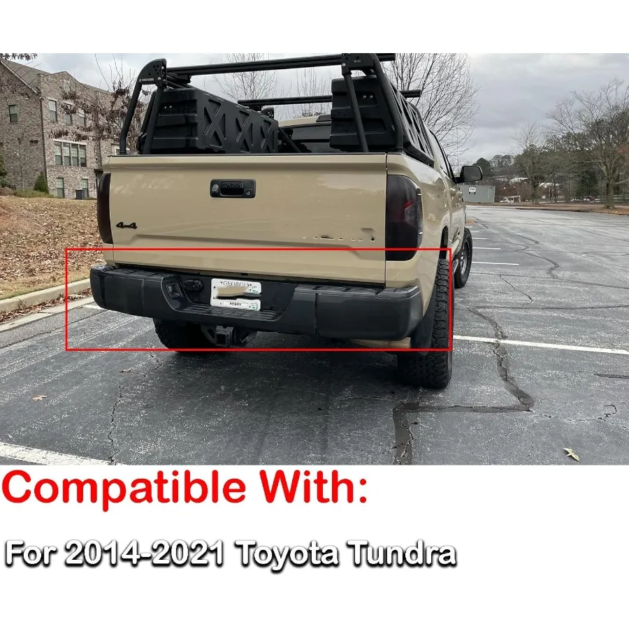 مجموعة المصد الخلفي من الفولاذ لسيارة تويوتا تندرا 20142021 الجيل الثاني تجميل بدون فتحات مستشعر الحديقة استبدال المصد الخلفي الأسود