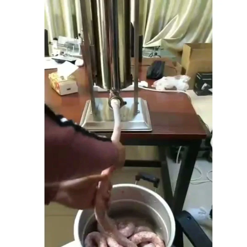 Sausage Stuffer Stainless Steel Making Sausage Machine Commercial Grade With 4 Filling Funnel For Home