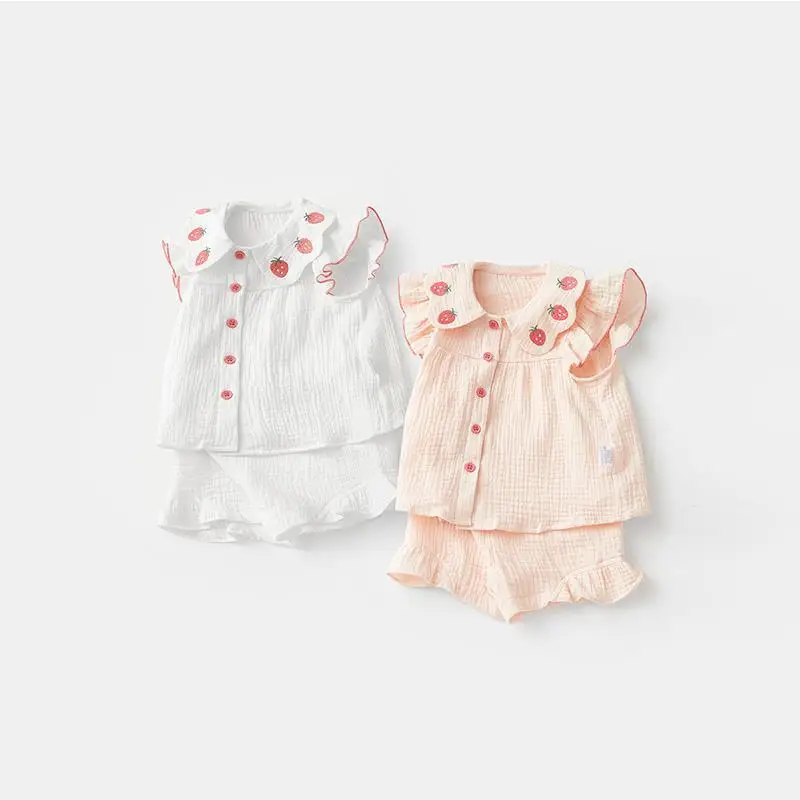 

Girls' Summer Set New Baby Clothes Suits Pure Cotton Baby Girls' Short Sleeves+Shorts Stylish Two Piece Set for Kids