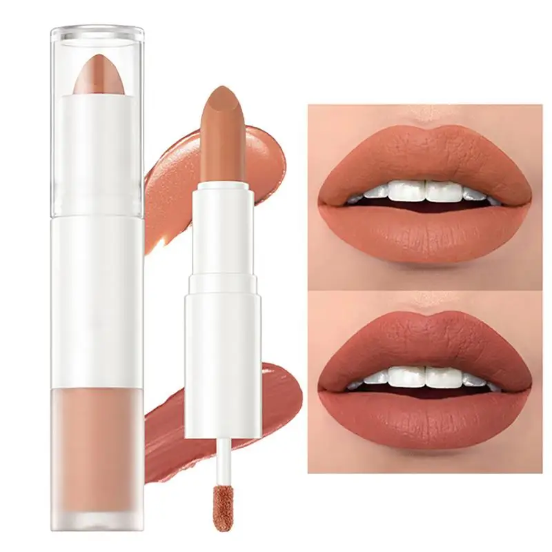 2 in 1 matten Lippenstift wasserdichten Samt Lip gloss langlebigen nackten Lippenstift Lip gloss Bleistift Kontur Make-up