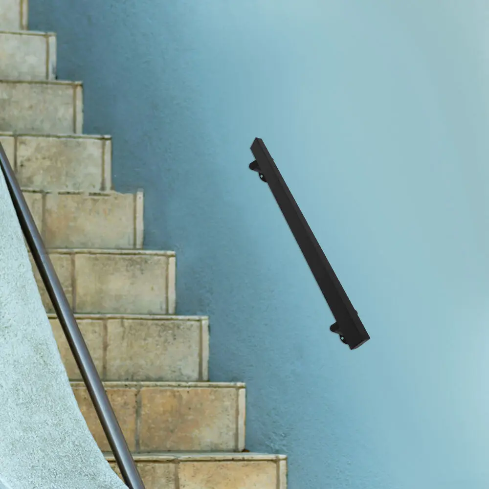 

3FT Rectangle Stainless Steel Stair Railing Kit Wall Mount Stair Handrail Black