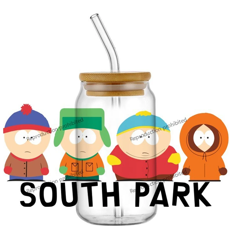

Exclusive South Park Animation characters 3D Sticker Decals UV DTF For 16oz Libbey Glass Cup Mug Coffee Car Wrap DIY