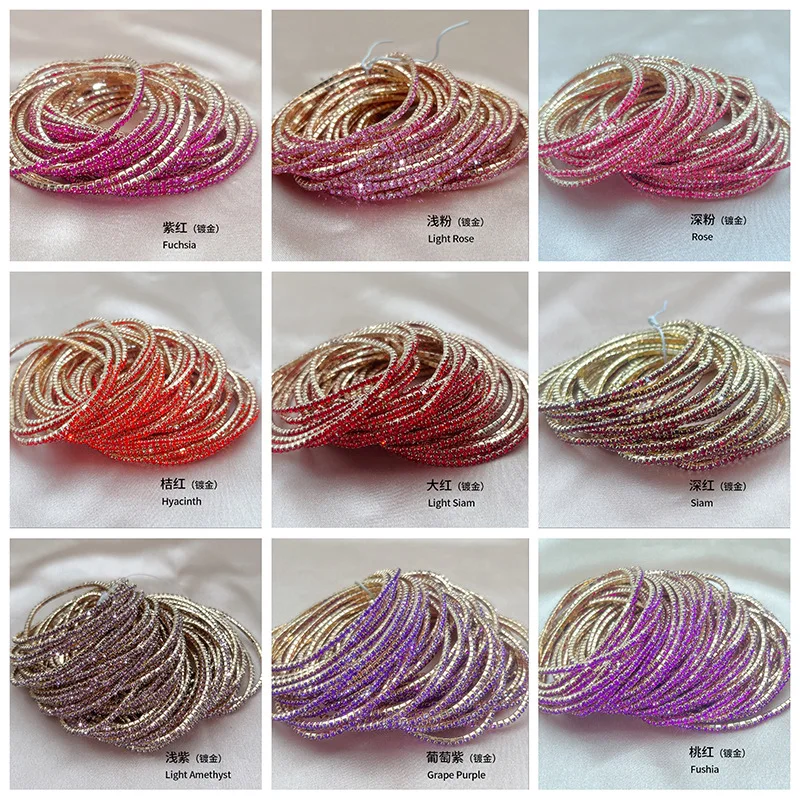 1Pcs Gold Color 2mm Single Row Cubic Zirconia Tennis Bracelet Elastic Bangle for Women Multi Layered Streetwear Jewelry