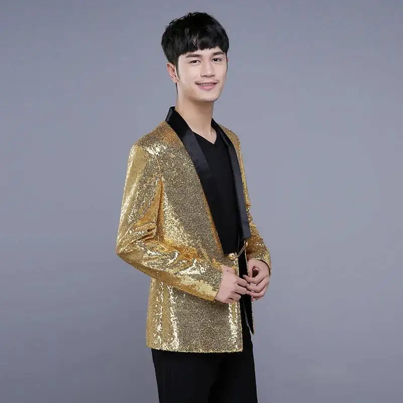 Examination Dress, Stage Performance, Artistic Male Singer, Host, Photography Studio, Themed Costume, Sequined Suit, Jacket