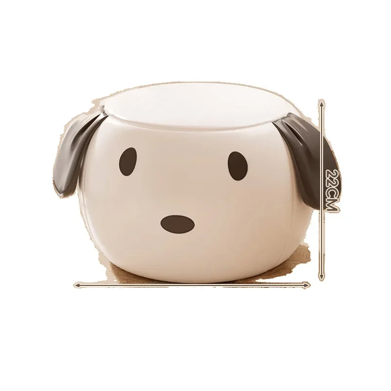 

Creative Puppy Round Shoe Changer Stool Living Room Light Luxury Edition Rotatable Modern Style Leather Stool with Rollers