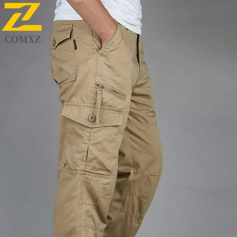 ملابس العمل الرجالية السراويل البضائع استرخاء مستقيم الساق دائم فائدة السراويل في الهواء الطلق جاهزة عارضة الخريف السراويل الأساسية تنفس
