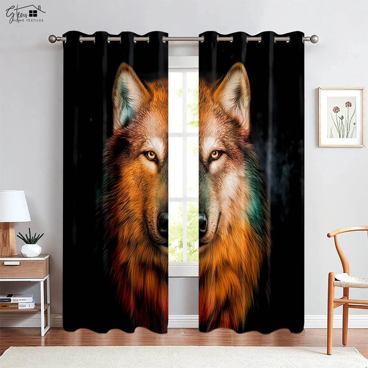 Animal Wolf 3d Printed Curtains Suitable For Bedroom Living Room Study Room Decorative Curtains Easy To Wash And Care 2 Pieces