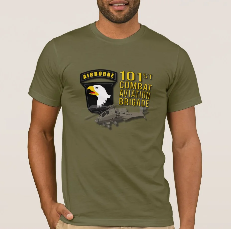 Apache Helicopter 101st Combat Aviation Brigade Airborne T-Shirt. Summer Cotton O-Neck Short Sleeve Mens T Shirt New S-3XL