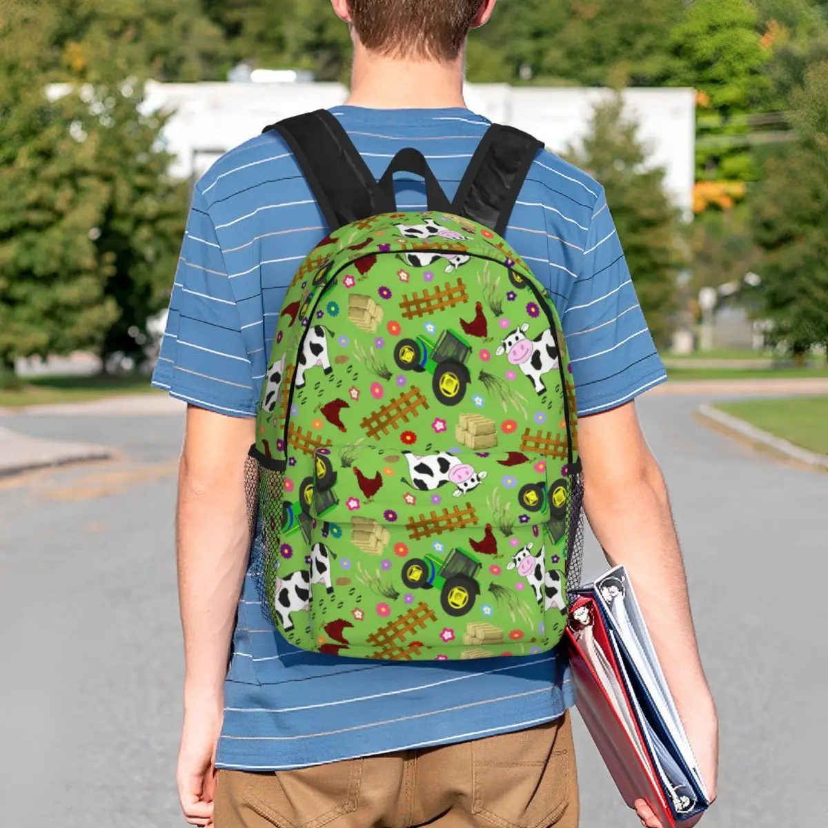 Farmyard Cow And Tractor Backpack Student BookBag Boys Girls School Bag Laptop Shoulder Bags