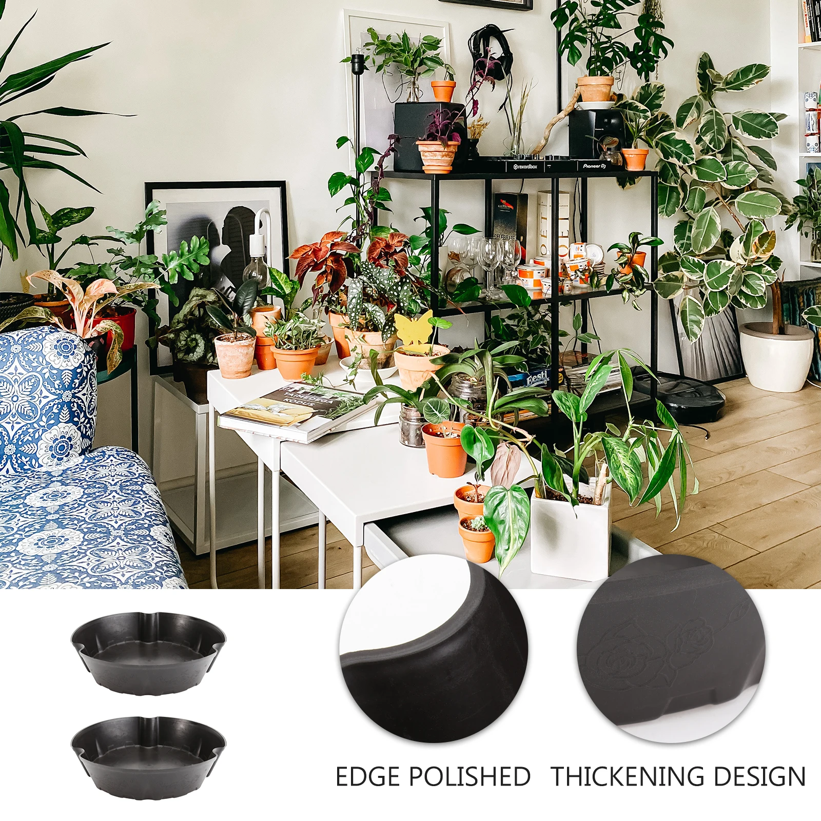 

2pcs Black Flower Pot Plastic Garden Planter Round Planting Pot For Home Office Bedroom Outdoor Garden Use Durable Flowerpot