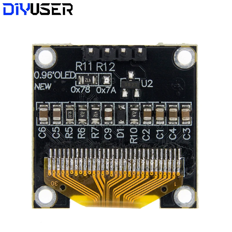0.96 Inch OLED Display Module I2C IIC Serial White Screen 128x64 SSD1306 Driver Board Compatible with ESP32 STM32