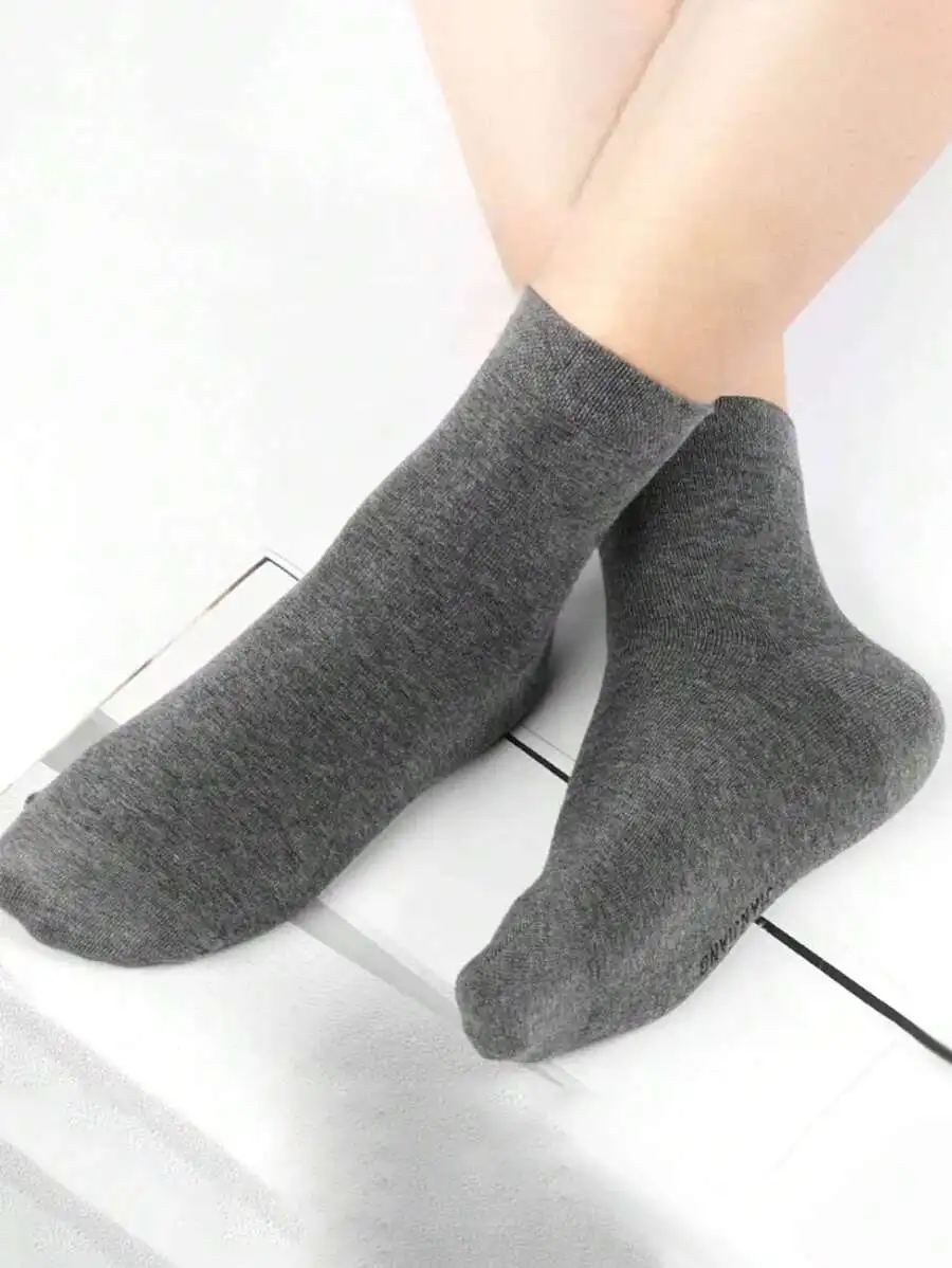 

5 Pairs Mens Crew Socks Anti-Odor Sweat Absorbent Business Style Gray Spring Autumn
