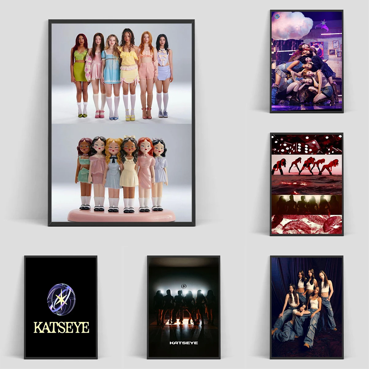 

K-KATSEYE Hot Group Poster Paintings on the Wall Decoration Painting Decor for Room Interior Posters Decorative