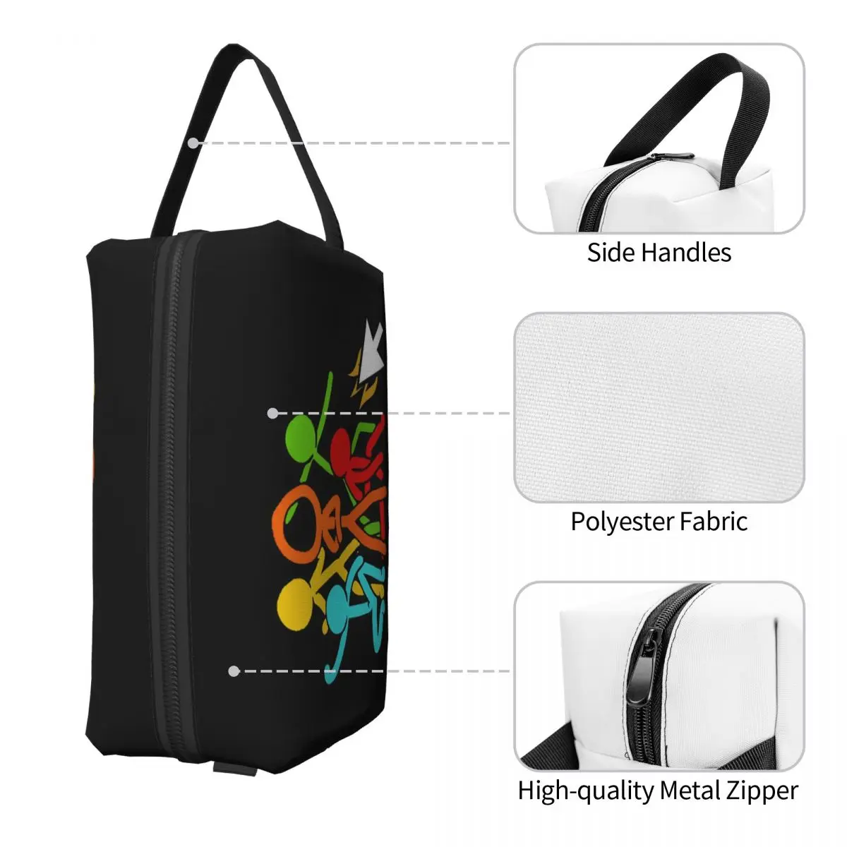 5개의 스틱 피규어 Alan Becker 게임 메이크업 가방 화장품 정리함 보관 Dopp 키트 세면 용품 화장품 가방 필통