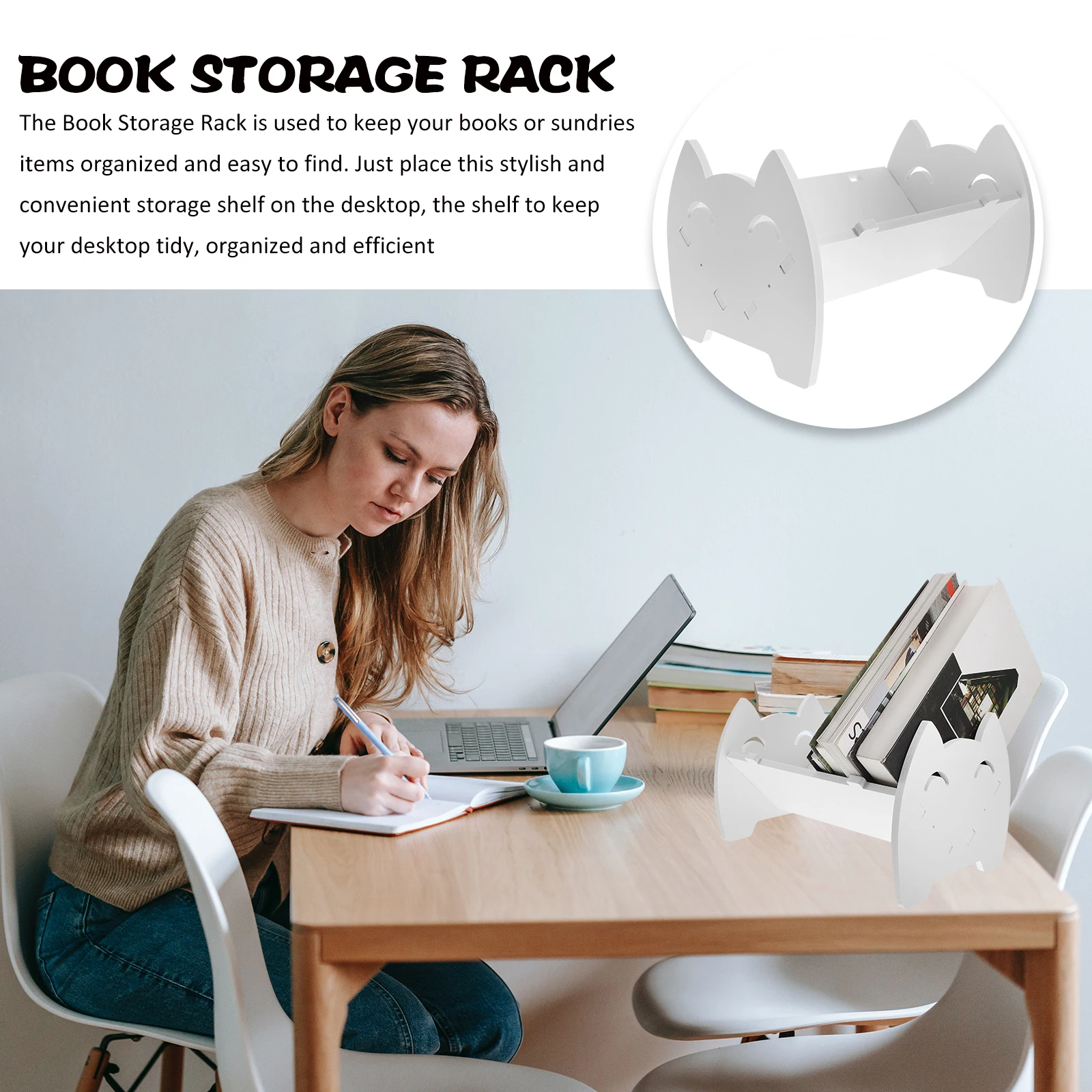 

Wooden Plastic Board Book ganizer Kids Cartoon Design Space Saving Practical Bookshelf Desktop Shelf Sturdy Holder Easy Clean